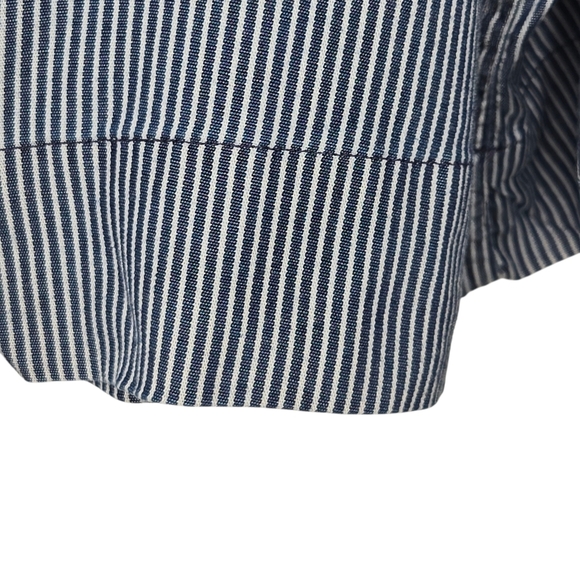 GAP Womens Navy Blue Striped Square Neck Flare Sleeve Lyocell Peasant Top Large - Picture 3 of 8